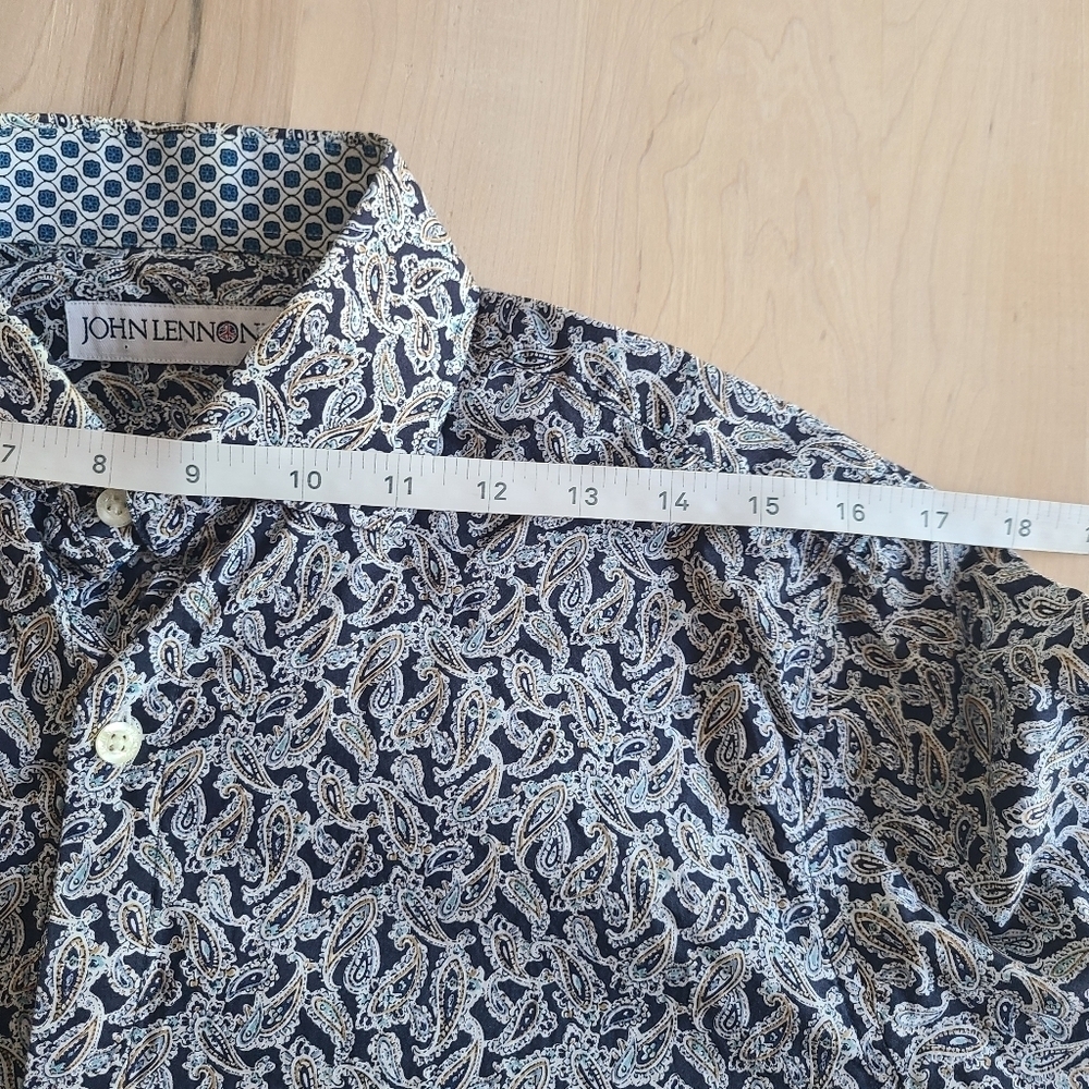 ☮️JOHN LENNON Elegant Navy Paisley Men's Shirt - Picture 7 of 11